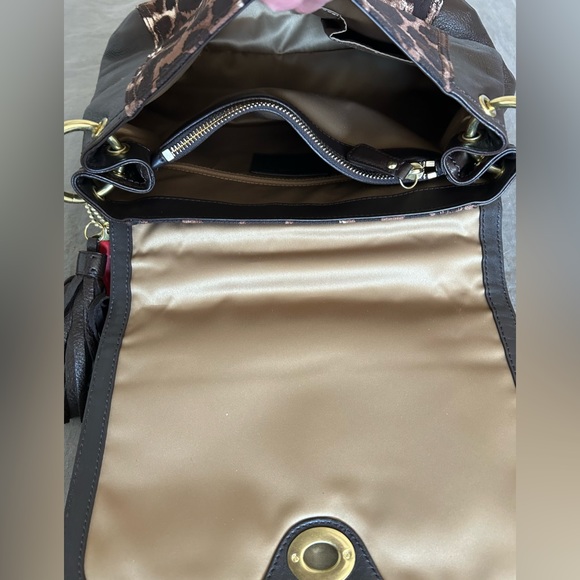 COACH Park Ocelot Print Flap and Pebble Leather Top Handle/Shoulder Bag - Picture 8 of 12